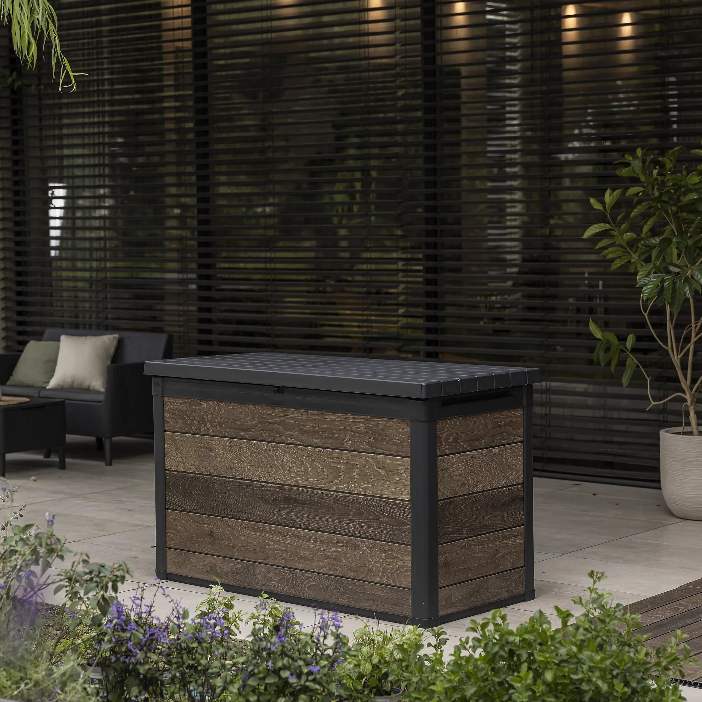 Keter Signature Decocoat Walnut Garden Storage Box 757L - Image 2